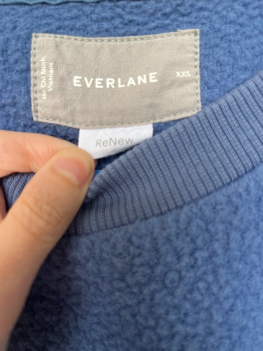 Everlane ReNew Teddy Plush Cozy Fleece Crewneck Pullover [Periwinkle Size XXS]